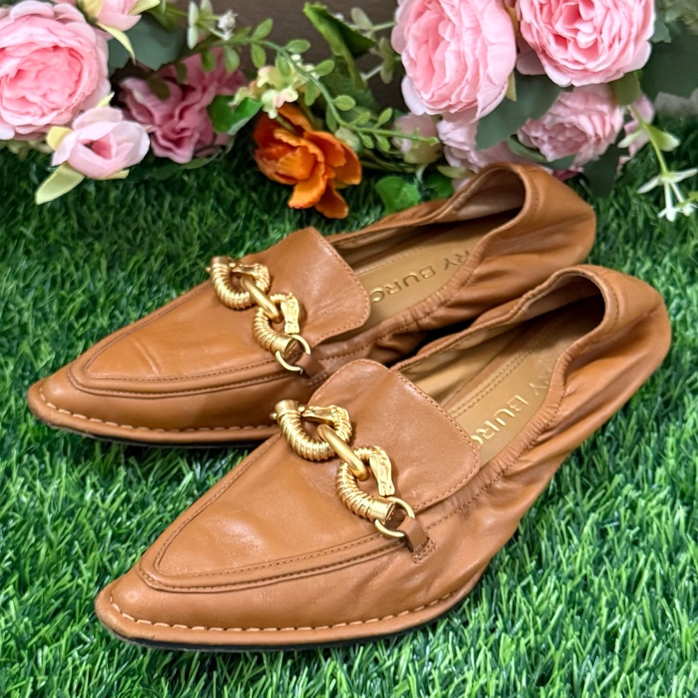 Tory Burch Jessa Leather Pointed Toe Flats‎ Horsebit loafters size 7.5